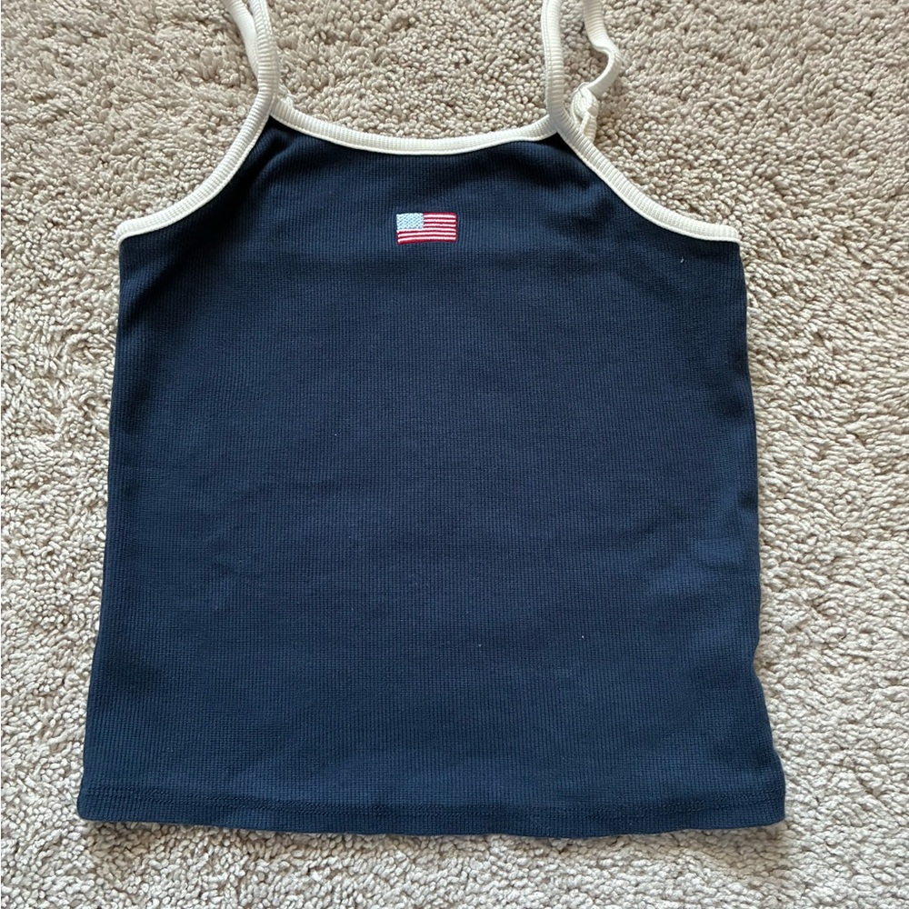 Art Class Navy Top with Flag Accent